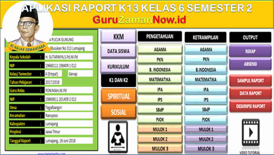 Aplikasi Raport K13 Kelas 6 Semester 2